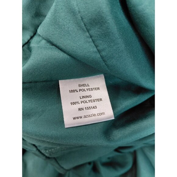 AZAZIE Green Satin One-Shoulder Midi Dress With Adjustable Straps - Picture 3 of 16